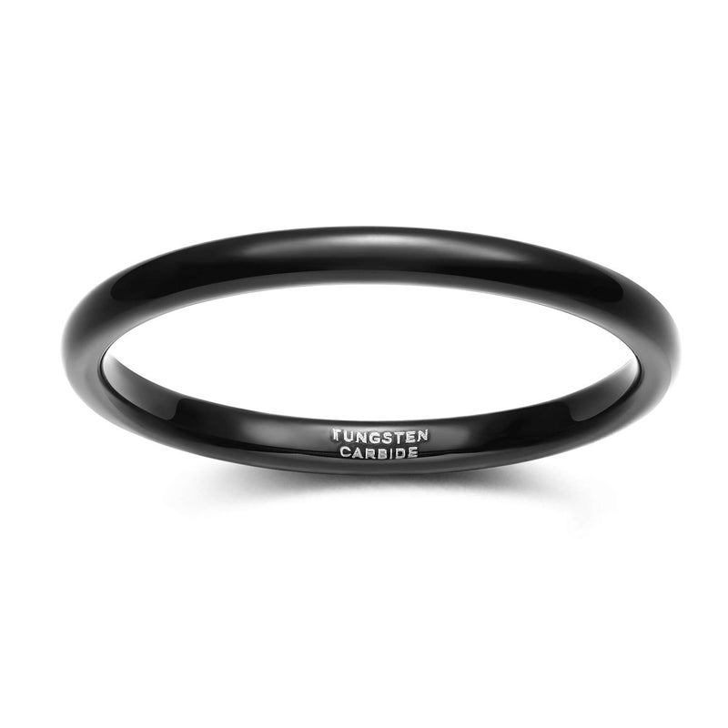 TRUMIUM 2mm Tungsten Rings for Women Men Thin Wedding Bands Engagement Promise Wedding Ring Beveled Edges Plain Domed Size 4.5 - Image 3